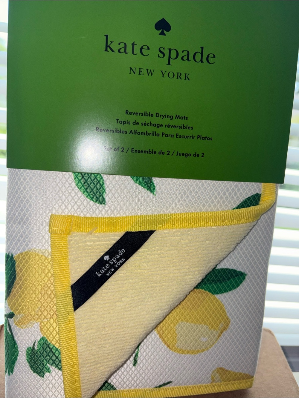 kate spade Yellow Lemons set of 2 Drying  Mats under eye masks - Picture 7 of 9